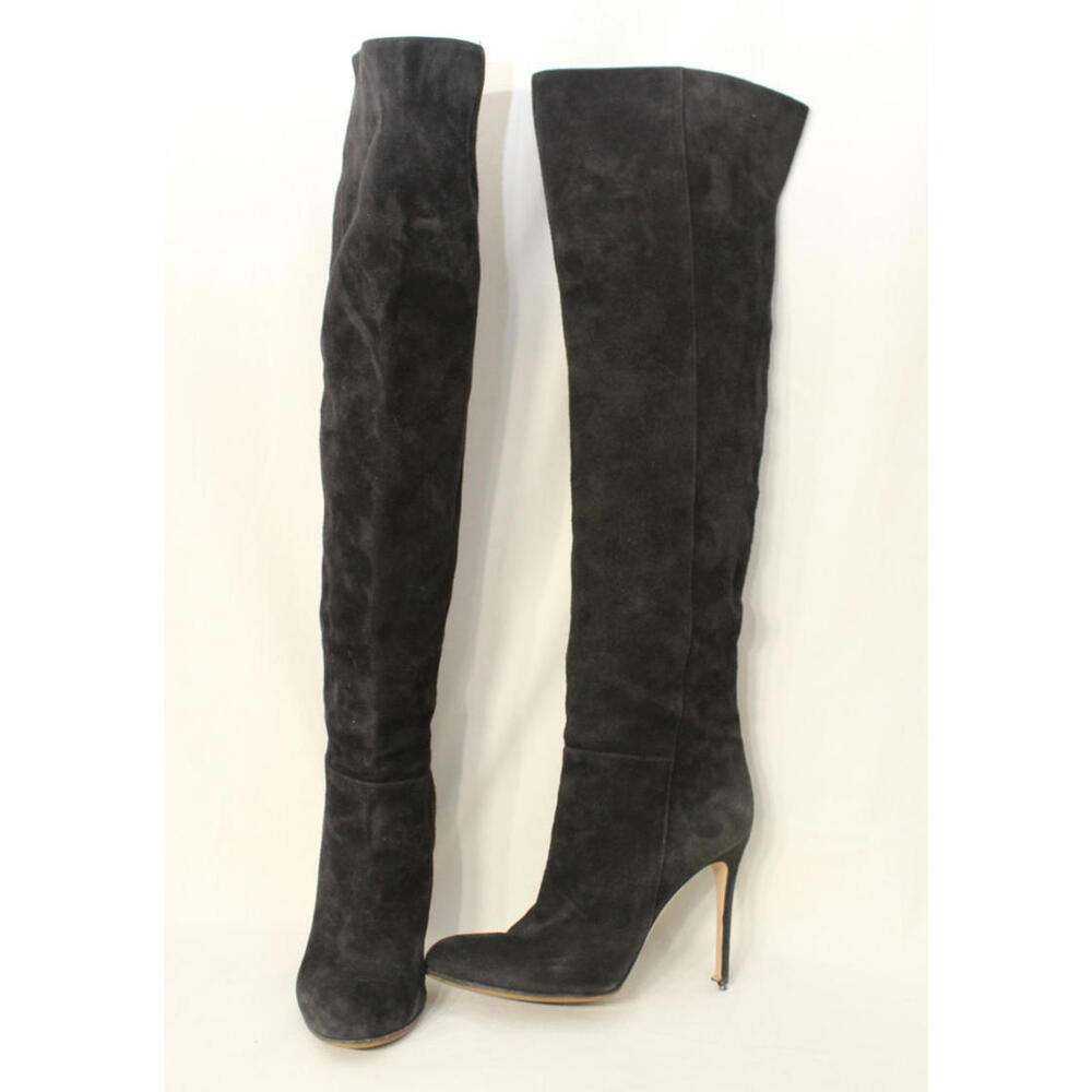 Gianvito Rossi Black Suede High Heel Boots sz. 37 1/2